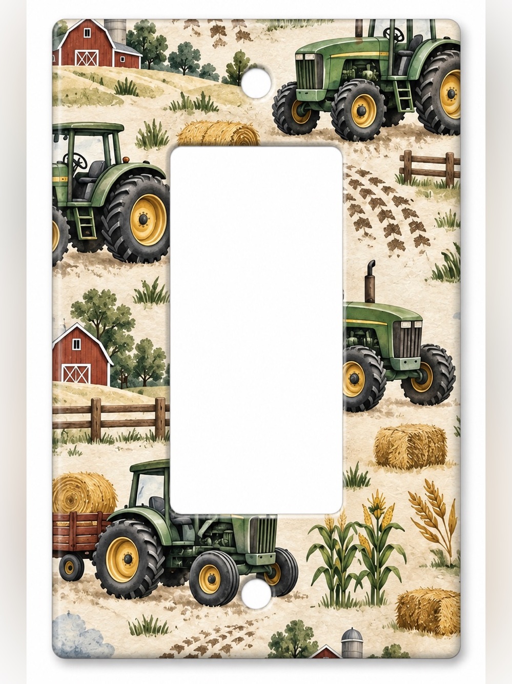 Green Tractor Farm Rocker GFCI Wall Plate Boys Kids Room Farmhouse Decor